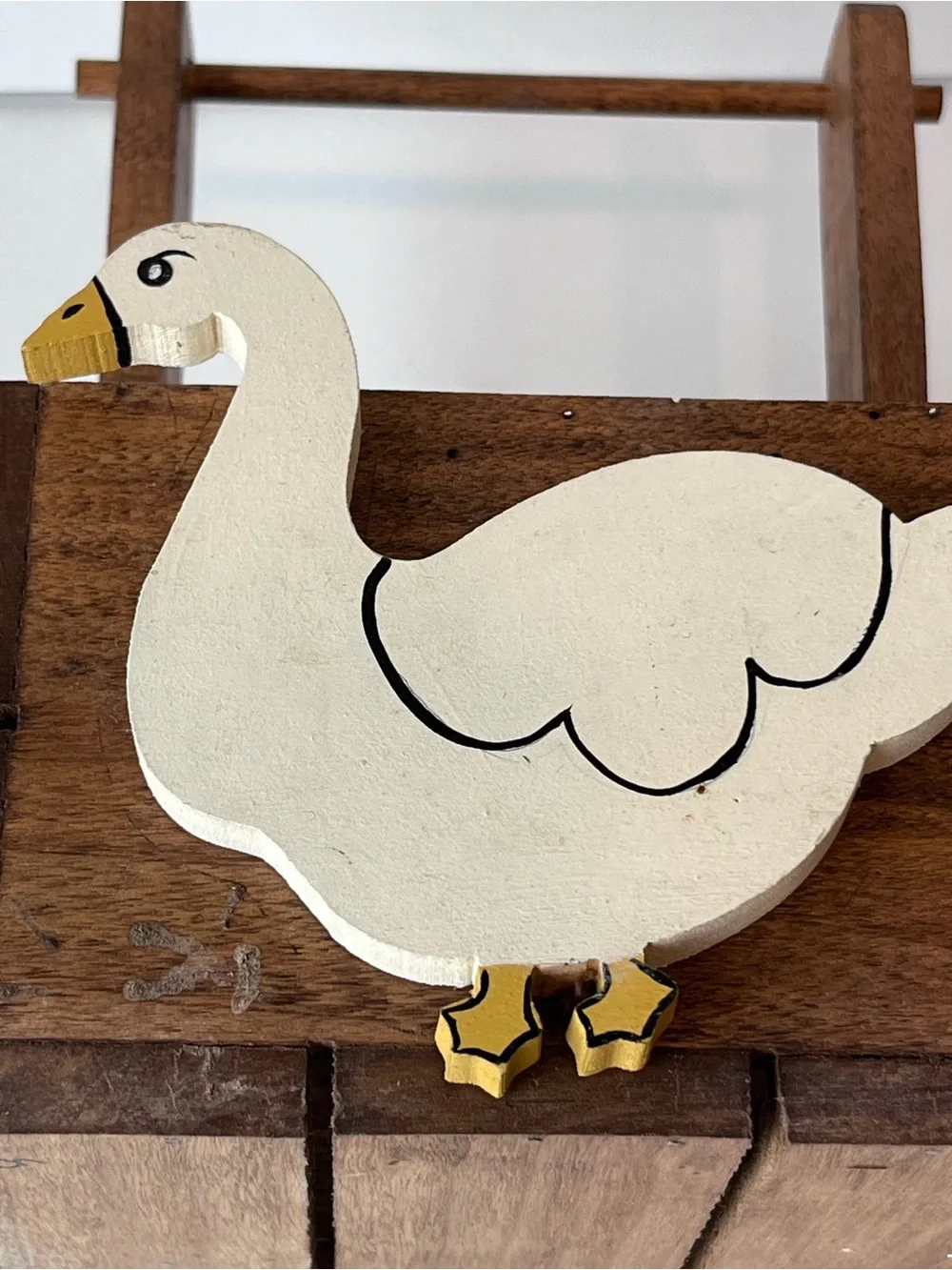 Vintage Mini Goose Wood Crate Basket 80’s Country Cottagecore